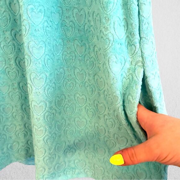 Y2K terrycloth halter turquoise mini dress swim cover - Picture 7 of 9